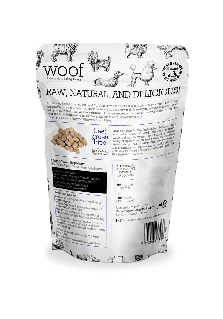 The New Zealand Natural Pet Food Co - Woof Beef Green Tripe Treats 1.4oz