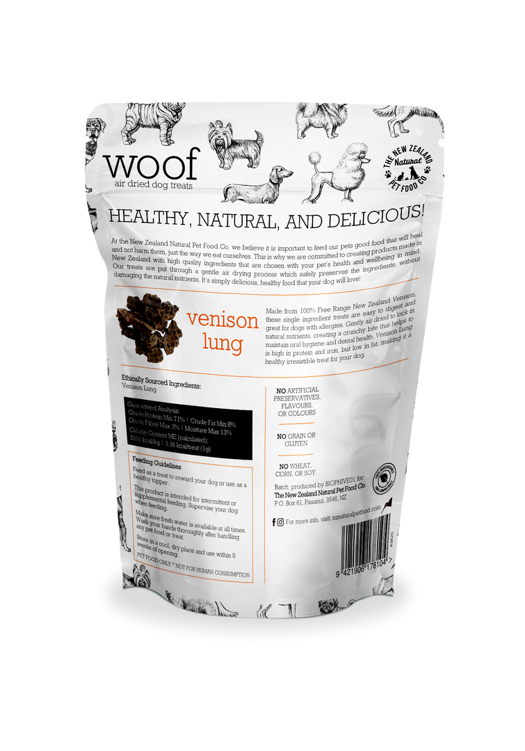 The New Zealand Natural Pet Food Co - Woof Venison Lung Treats