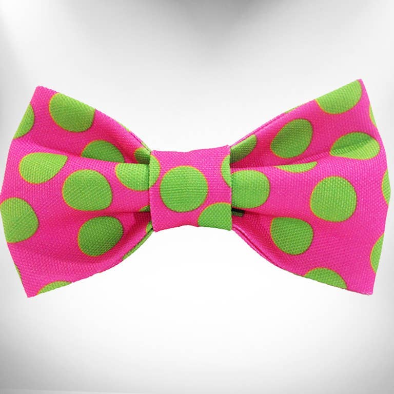 Neon Green Dots on Pink (collar & accessories)