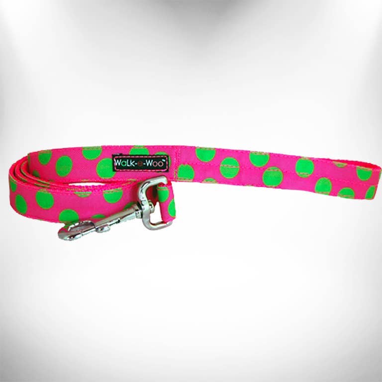 Neon Green Dots on Pink (collar & accessories)