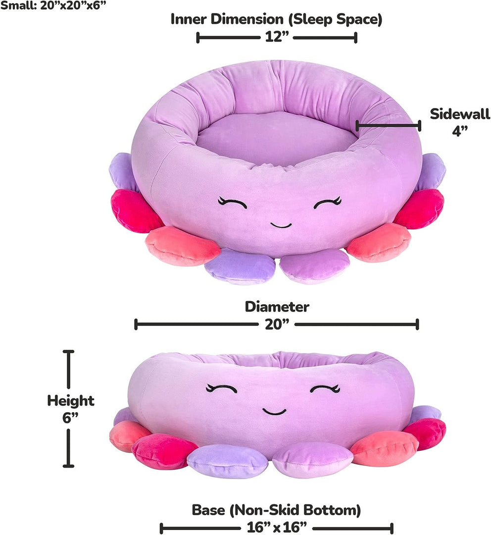 Squishmallows Beula The Octopus Cat & Dog Bed, Purple