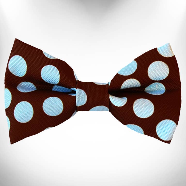 Walk-E- Woo Blue on Brown Dot (collars & accessories)