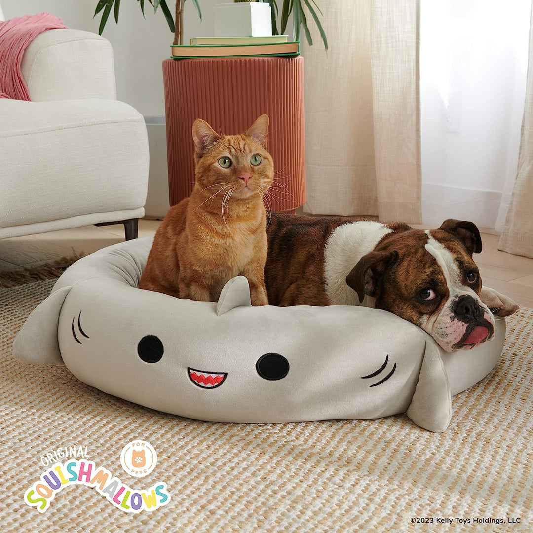 Squishmallows Gordon The Shark Cat & Dog Bed, Grey