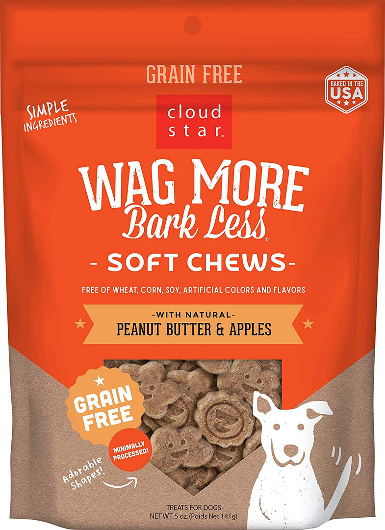 Wag More Cloud Star Grain Free Soft & Chewy for Dogs 5oz Peanut Butter & Apples