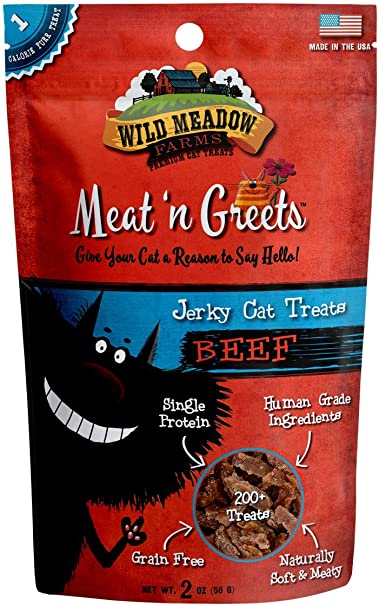 Meat ‘n Greets Jerky Cat Treats Beef 2oz