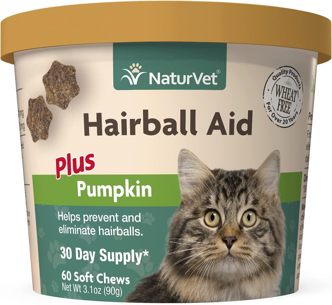 NaturVet Cat Hairball Aid plus Pumpkin 60ct