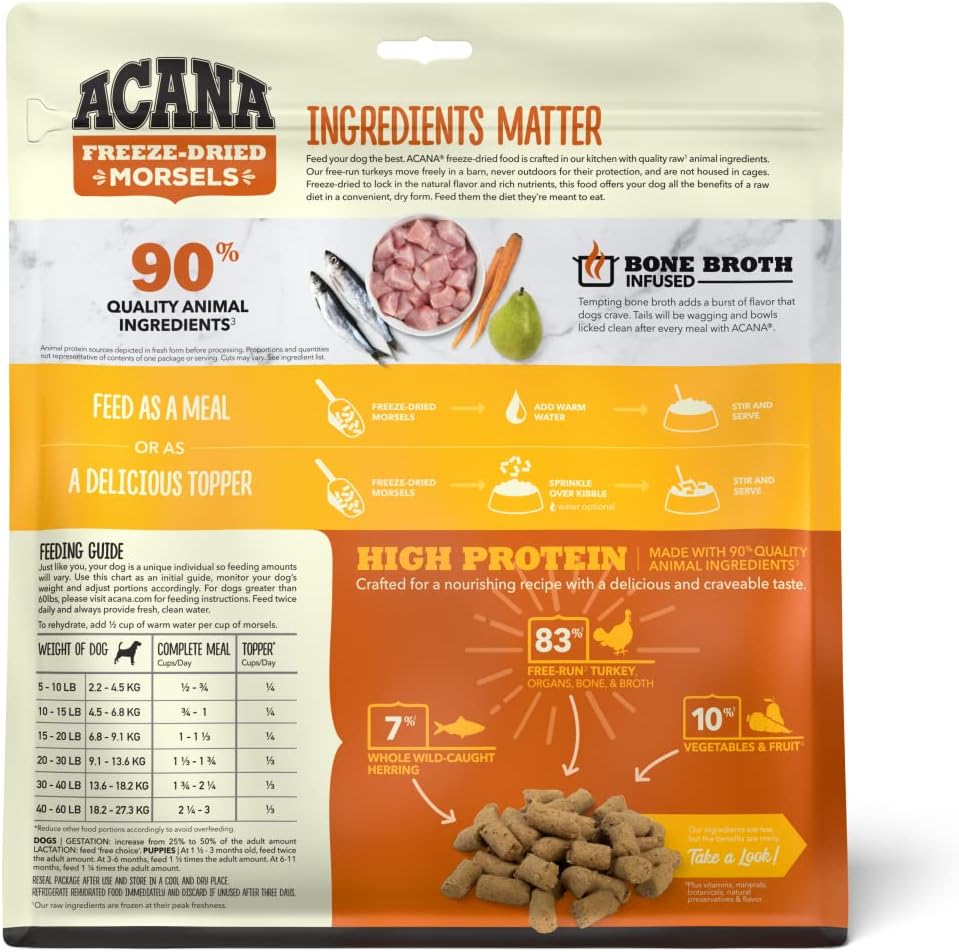 Acana Freeze-Dried Food Morsels 8oz Turkey Recipe - BlackPaw - For Every Adventure