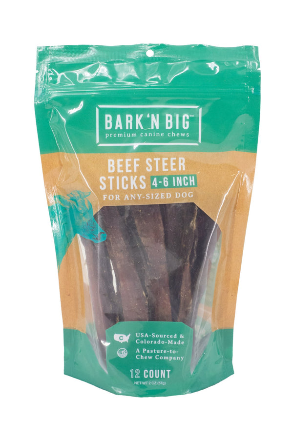 Bark N’ Big Beef Steer Sticks 4-6” 12ct - BlackPaw
