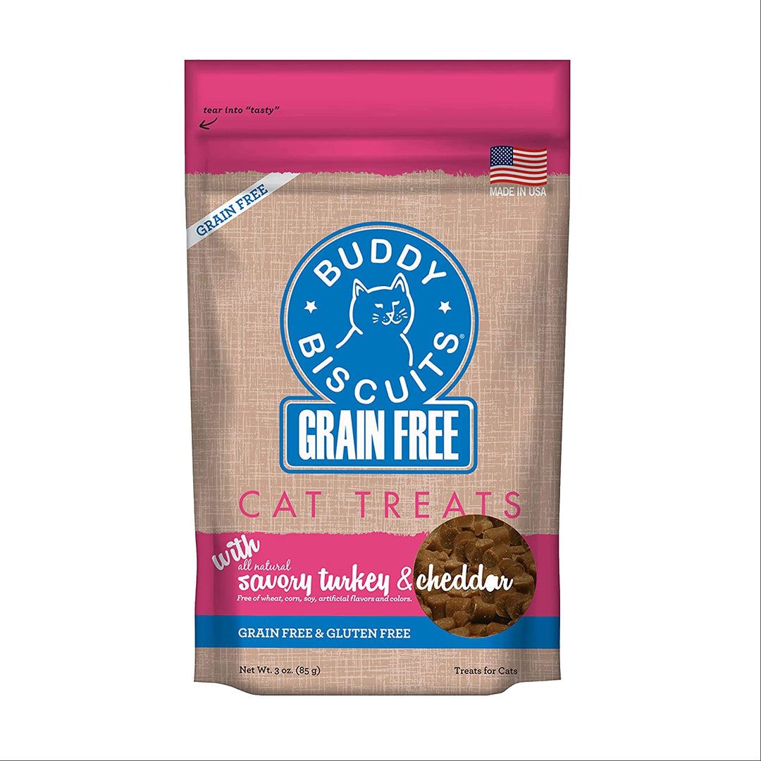 Buddy Biscuits Grain Free Cat Treats 3oz Turkey & Cheddar - BlackPaw