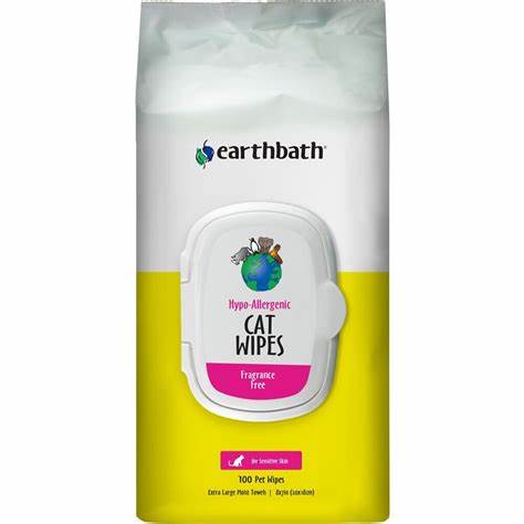 Earthbath Hypo-Allergenic Cat Wipes Fragrance Free 100ct - BlackPaw - For Every Adventure