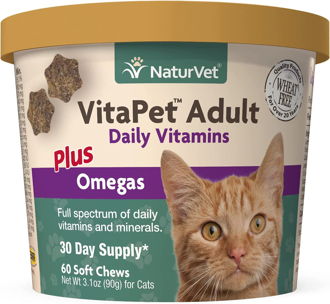 NaturVet Cat VitaPet Adult Daily Vitamins 60ct - BlackPaw