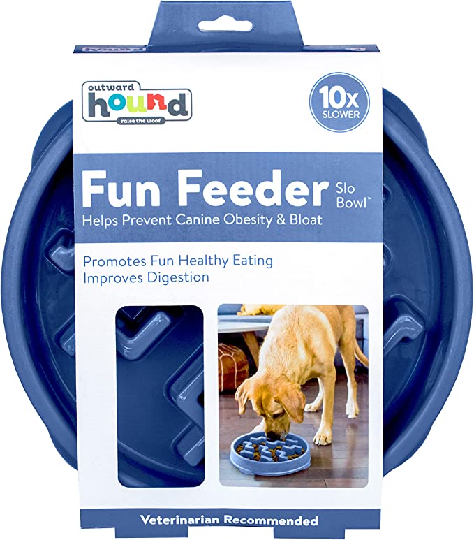 Outward Hound Fun Feeder Slo Bowl Maze Blue Medium