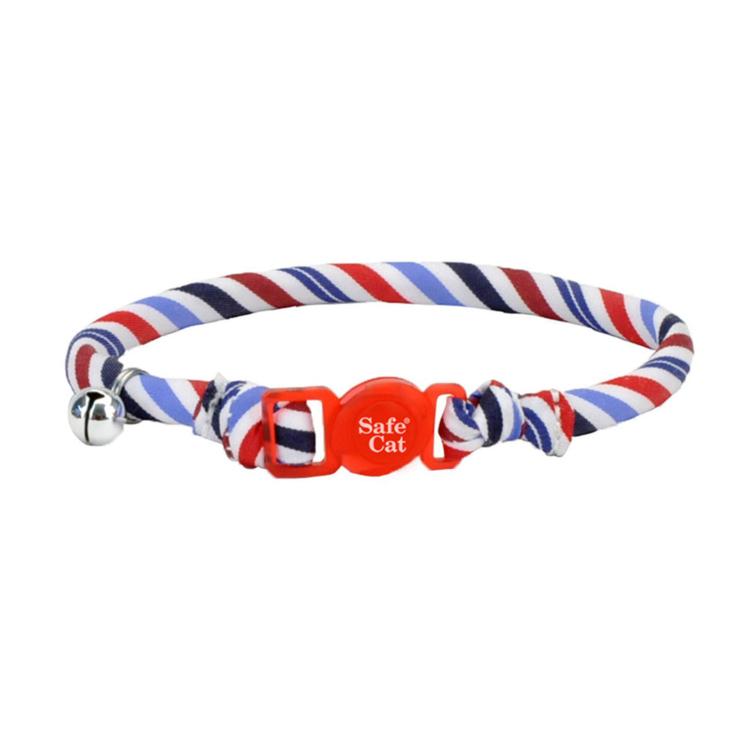 Coastal Safe Cat 8-12” Collar Red, White, & Blue Stripe