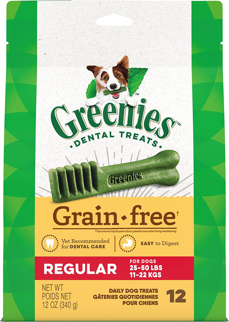 Greenies Dental Treats Grain Free Regular 25-50lb Dogs 12oz