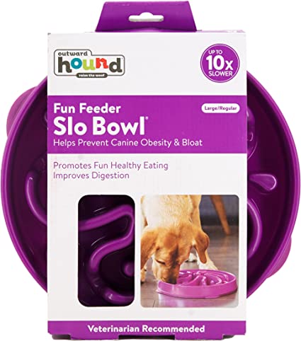 Outward Hound Fun Feeder Slo Bowl Swirl Purple